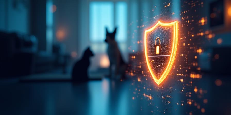 Concetto di sicurezza dei dati e protezione della privacy per animali domestici